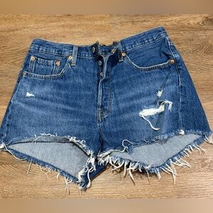 Levi's Classic Women’s 501 Blue Frayed Jean Shorts